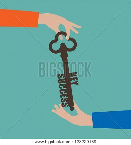 Business People Giving Key to Success to Someone