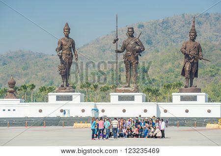 HUA HIN, THAILAND - JANUARY 28: Rajabhakti Park on January 28, 2016 in Hua Hin. Rajabhakti Park is a new tourist attraction displaying giant bronze statues of seven historic Thai kings.
