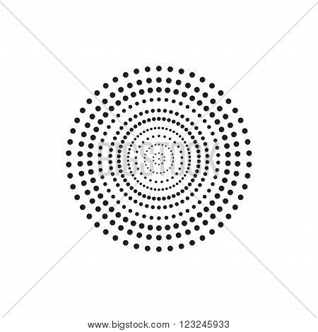 Abstraction from the black dots on a white background. A circle.