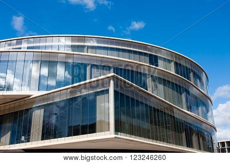 Oxford, England - March 2016: The Blavatnik School of Government, part of Oxford University, designed by Swiss architects Herzog & de Meuron