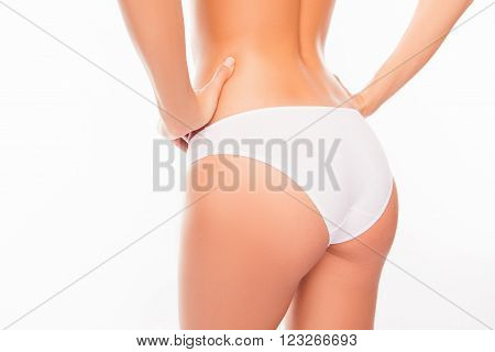 Close Up Photo Of Woman's Buttocks In White Lingerie