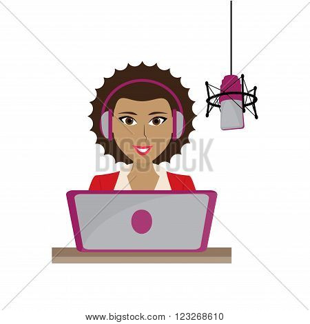 Female Disc Jockey work in radio station