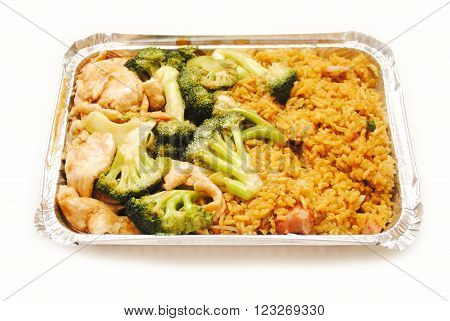 Chinese (American) Chicken & Broccoli with Pork Fried Rice