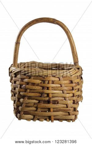 Wicker Basket on an Isolated White Background