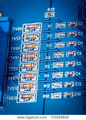Electronic collection - fragment a computer circuit board with radioelements