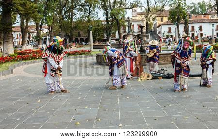 Patzcuaro, Michoacan, Mexico - January 26, 2013 - A group performs the 