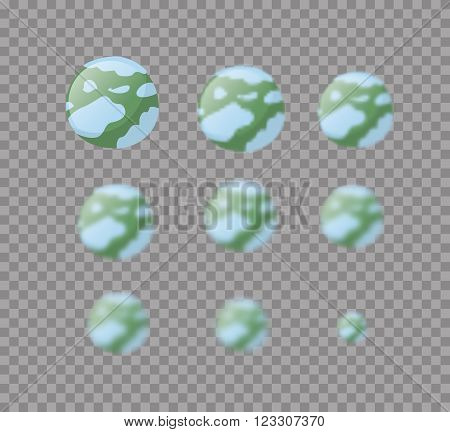Pluto. Planet Pluto Isolated. Set Planet Pluto With Varying Degrees Of Blur. Blur Effect  Pluton. As