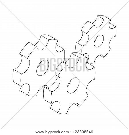 Three gears icon in isometric 3d style isolated on white background