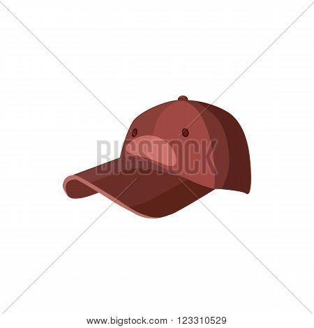 Red baseball hat icon in cartoon style on a white background