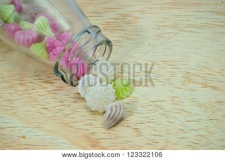 Glass Candy Aalaw,aalaw Dessert In Glass Jar On Wood Background