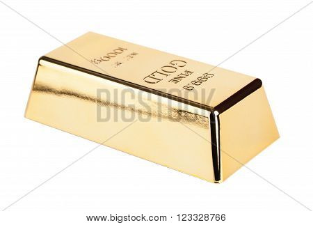 gold bullion close-up isolated on white background