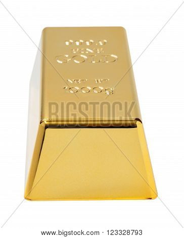 gold bullion close-up isolated on white background