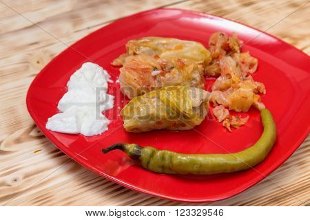 Sarmale - romanian traditional food. Stuffed cabbage leaves with pork