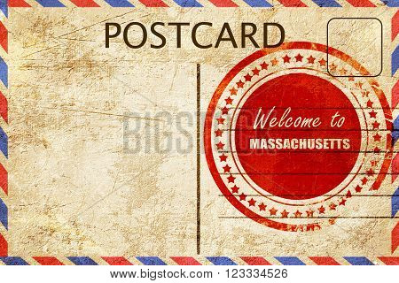 Vintage postcard Welcome to masschusetts with some smooth lines