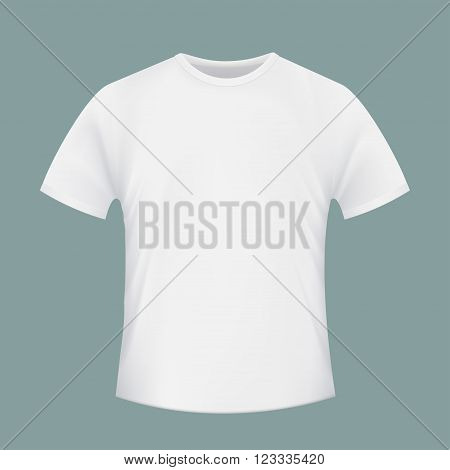 White blank T-shirt. Realistic isolated image of clothing. Stock vector illustration.