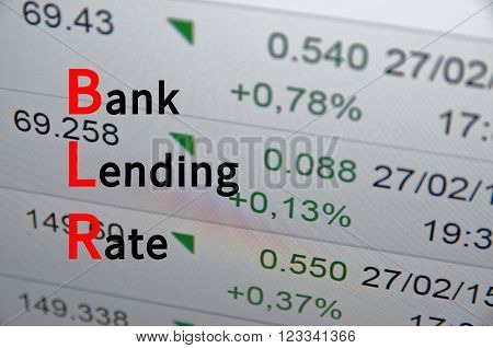 Acronym BLR as Bank Lending Rate. The financial data visible in the background.