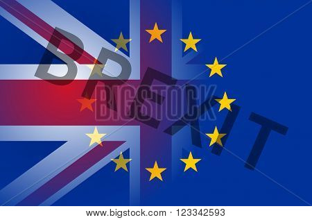 Flags of European Union and United Kingdom with inscription Brexit.