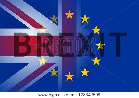 Flags of European Union and United Kingdom with inscription Brexit.