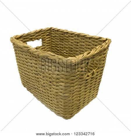 Empty wicker box isolated on white background isolated