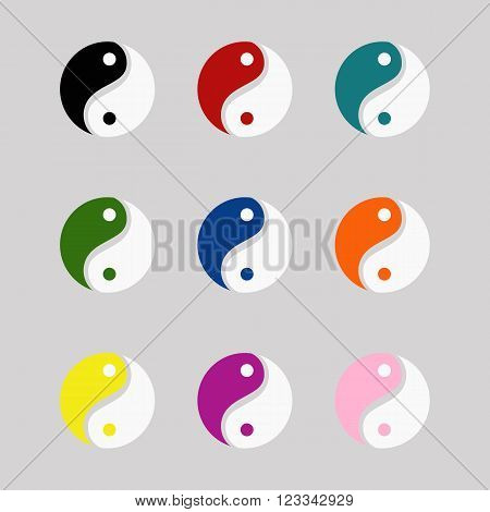 Yin yang symbols set colorful vector icons eps 10