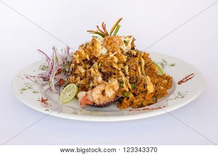 Peru Dish: Rice with Seafood (Arroz con Mariscos)
