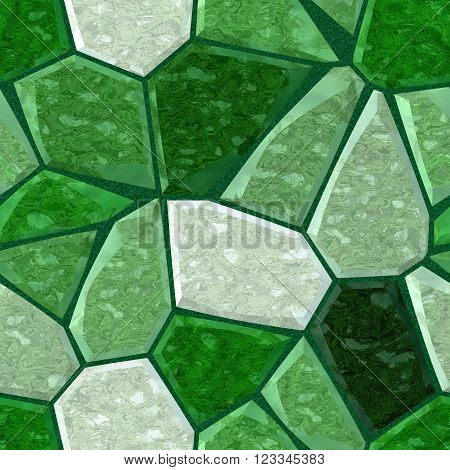 green marble irregular plastic stony mosaic seamless pattern texture background with dark grout