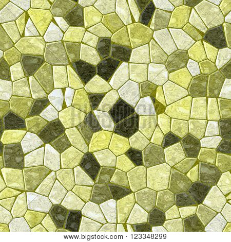 yellow green marble irregular plastic stony mosaic seamless pattern texture background with khaki grout