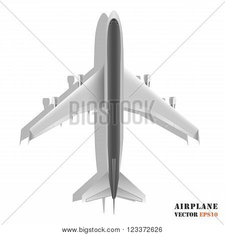 Realistic large passenger airplane isolated on white background. Design element plane. Vector illustration icon EPS10
