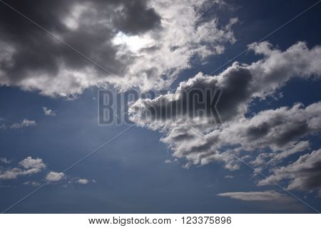 White and gray clouds in the blue sky