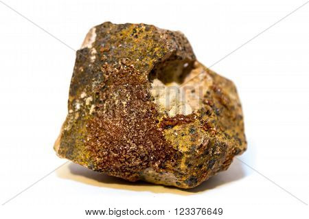 Raw siderite (mineral) isolated on white background