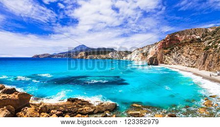 beautiful azure beaches of Greece - Fyriplaka, Milos island