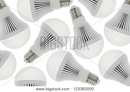 LED light bulbs for background, Isolated on white background.