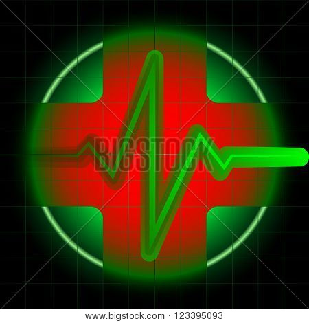 Vector illustration of heart line, health, medicine