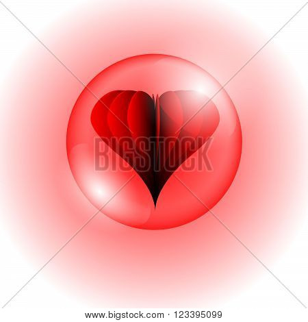 Vector illustration of a heart in a transparent bubble
