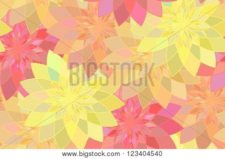 Seamless pattern with red yellow and orange floral guilloche. Seamless guilloche pattern. Seamless floral pattern. Red seamless background. Guilloche design line art pattern. Vector illustration