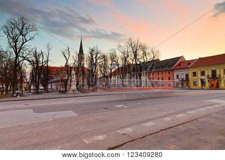 LEVOCA, SLOVAKIA - MARCH 18, 2016: Main square of UNESCO listed medieval town of Levoca in eastern Slovakia, on March 18, 2016.