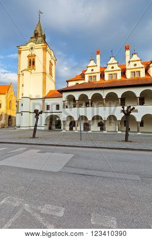 Old town hall in the main square of medieval town of Levoca in eastern Slovakia.
