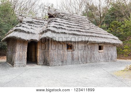 Acient House Thatched Roof Building Of Ainu.