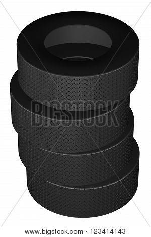 Tires isolated on white background. 3D render.