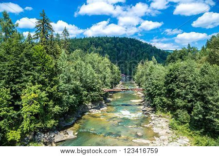 The Mountain River Prut And Waterfalls In Yaremche Carpathians Ukraine