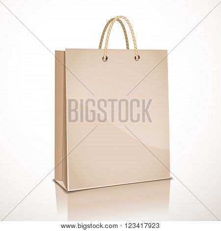 Vector image of the purchase of a package of a light brown color on a light background.
