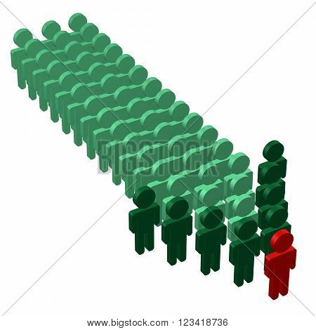 Concept : leadership isolated on white background. 3D render.