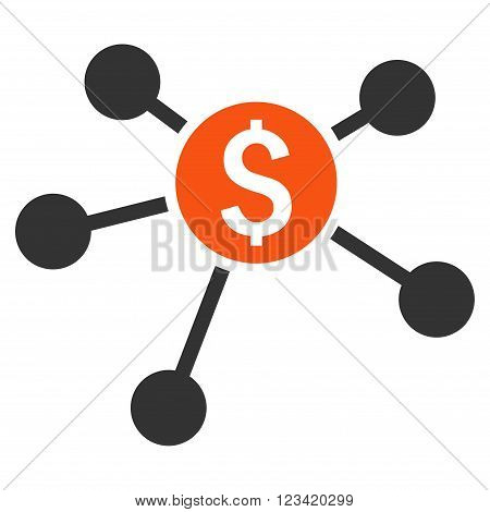 Bank Branches vector icon. Style is bicolor flat symbol, orange and gray colors, white background.