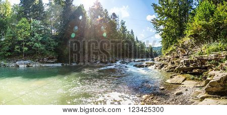 The Mountain River Prut And Waterfalls In Yaremche Carpathians Ukraine
