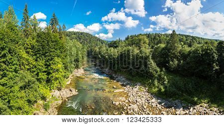 The Mountain River Prut And Waterfalls In Yaremche Carpathians Ukraine
