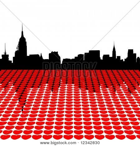 미드타운 맨해튼 스카이 라인 행복 한 발렌타인 하루 마음 그림