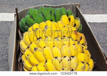 bananas in the box on street, thailand