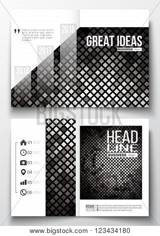 Set of business templates for brochure, magazine, flyer, booklet or annual report. Abstract polygonal background, modern stylish sguare design silver vector texture.