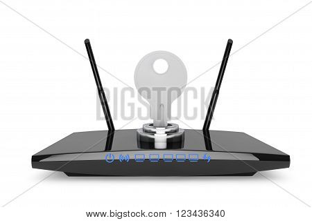 Wifi Security Concept. 3d Modern WiFi Router on a white background. 3d Rendering