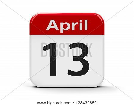 Calendar web button - Thirteenth of April - World Rock-n-roll Day three-dimensional rendering, 3d illustration